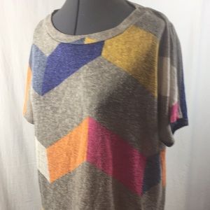 Bonbon Multi Colored Pullover Short Sleeve Top